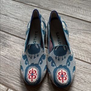 Rothy's Blue and Gray Patterned Loafers